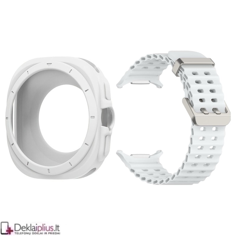 Guminis dėklas su apyranke - baltos spalvos (Samsung Galaxy Ultra/Ultra 2 (47 mm) Guminis dėklas su apyranke - baltos spalvos (Samsung Galaxy Ultra/Ultra 2 (47 mm)